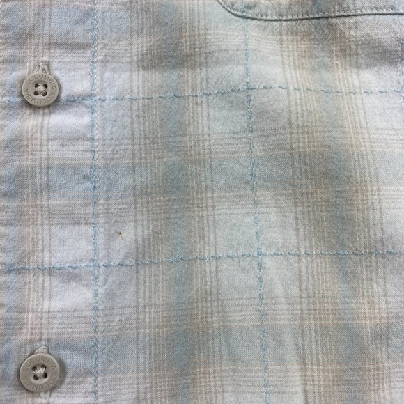 Vintage Columbia Shirt Men Extra Large XL Beige Plaid Casual Button Up Polo - Picture 6 of 11
